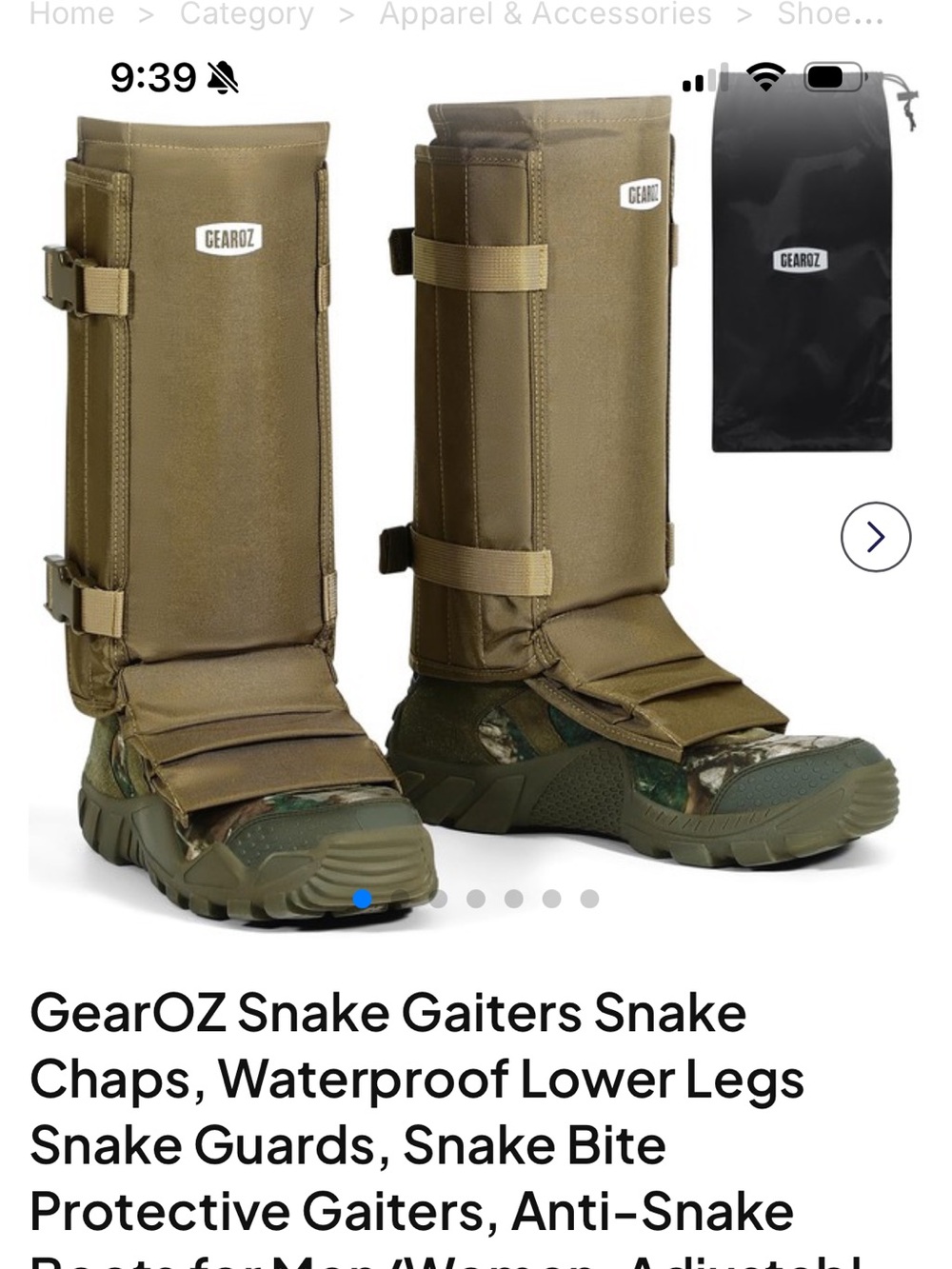 Gear For Sports Olive Green Snake Gaiters Waterproof Snake Guards